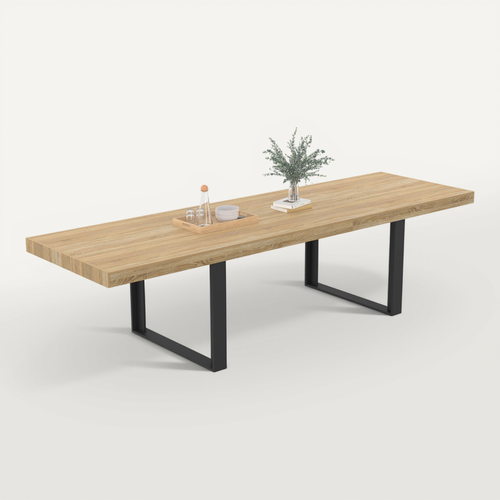 Table à Manger Rectangle Phoenix 12 Personnes Bois Et Noir 300 Cm