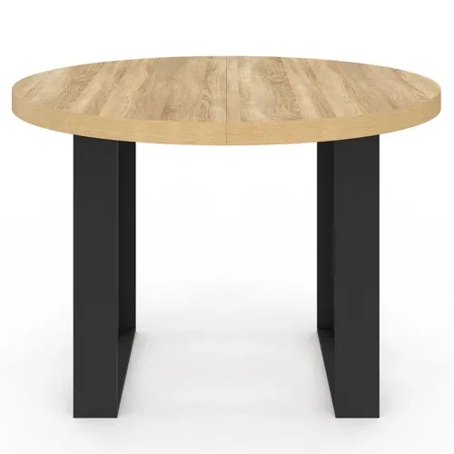 Table à Manger Fixe Ronde Phoenix 4 Personnes Bois Et Noir 110 Cm