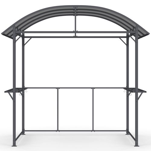 Abri Pour Barbecue 240 X 150 X 220 Cm Avec étagères, En Métal Gris Et Toit En Polycarbonate