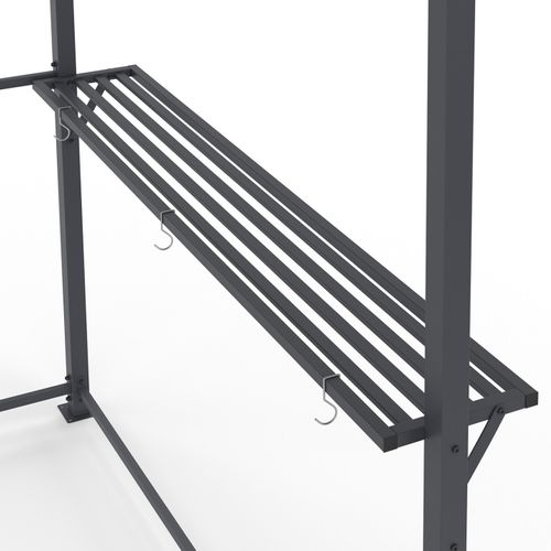 Abri Pour Barbecue 240 X 150 X 220 Cm Avec étagères, En Métal Gris Et Toit En Polycarbonate