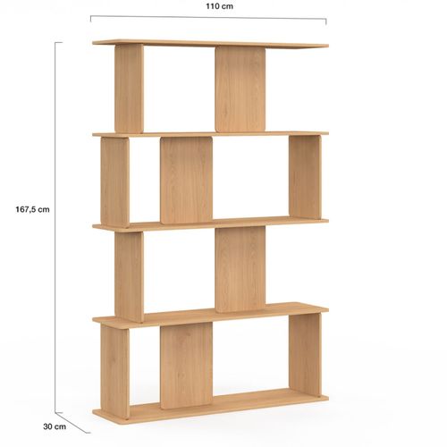 Etagère 4 Niveaux Japandi Capucine Asymétrique Façon Hêtre Design Arrondi