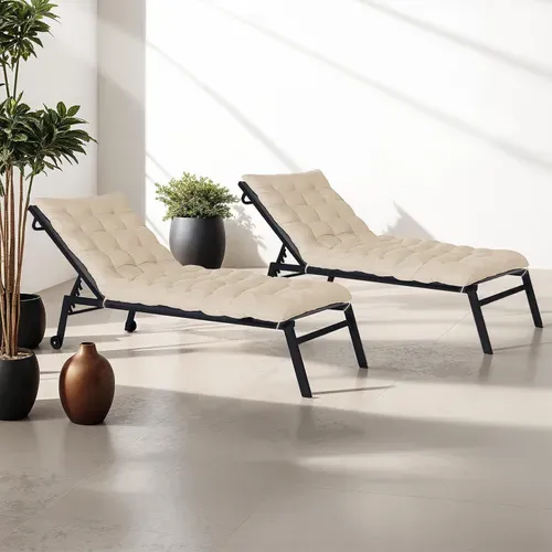 Lot De 2 Coussins Universels De Transat Adam 180 Cm Beige