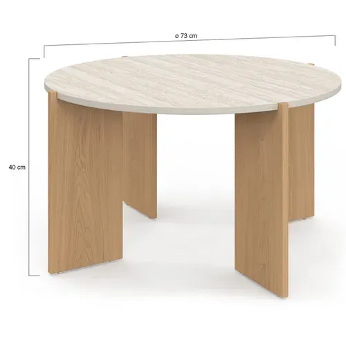Table Basse Ronde Armonia 73 Cm Effet Travertin