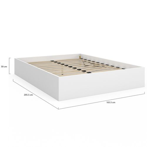 Lit Coffre Double Sandside Avec Sommier 160 X 200 Cm Blanc