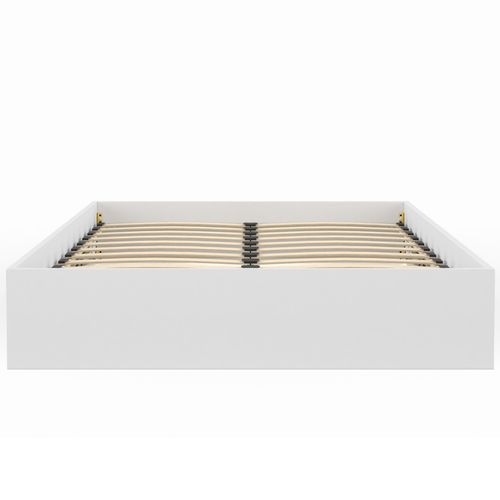 Lit Coffre Double Sandside Avec Sommier 160 X 200 Cm Blanc