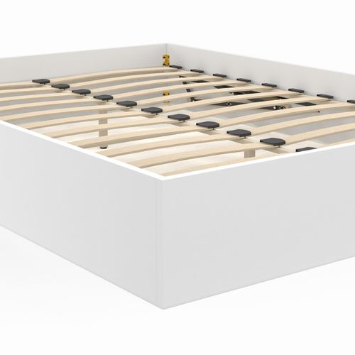 Lit Coffre Double Sandside Avec Sommier 160 X 200 Cm Blanc