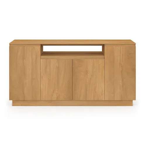 Buffet 160 Cm Serena 4 Portes Avec Niche Centrale Effet Bois