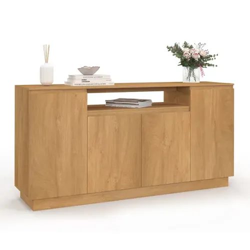 Buffet 160 Cm Serena 4 Portes Avec Niche Centrale Effet Bois