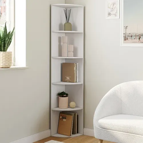 Etagère D'angle Modula 5 Niveaux Blanche à Poser Ou à Fixer