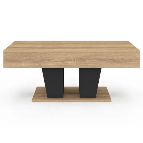 Table Basse Plateau Relevable Rectangulaire Eliad Bois Et Noir