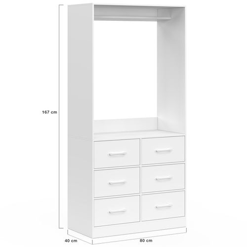 Dressing Penderie L. 80 Cm Uppah Avec 6 Bacs En Tissu Blanc