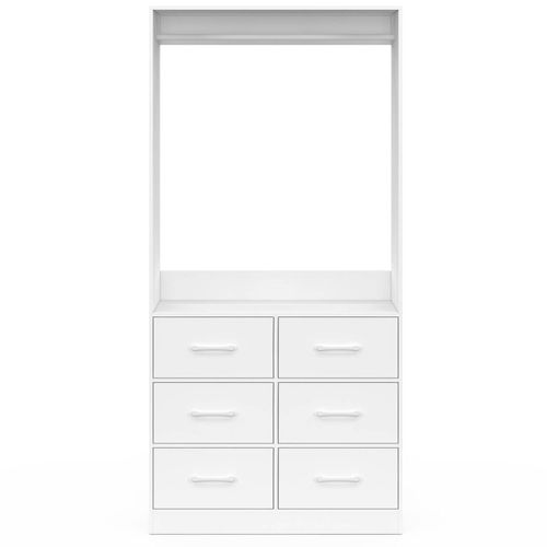 Dressing Penderie L. 80 Cm Uppah Avec 6 Bacs En Tissu Blanc
