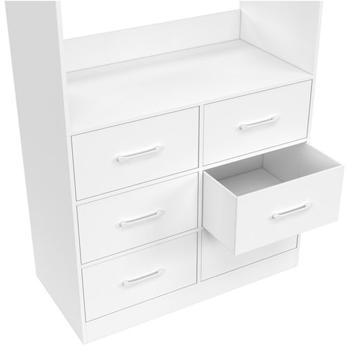 Dressing Penderie L. 80 Cm Uppah Avec 6 Bacs En Tissu Blanc