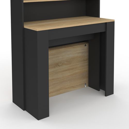 Table Buffet Haut Extensible Orlando 8 Personnes Bois Et Noir 235 Cm