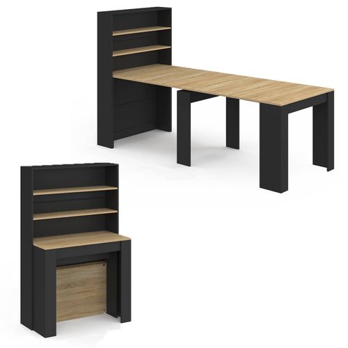 Table Buffet Haut Extensible Orlando 8 Personnes Bois Et Noir 235 Cm