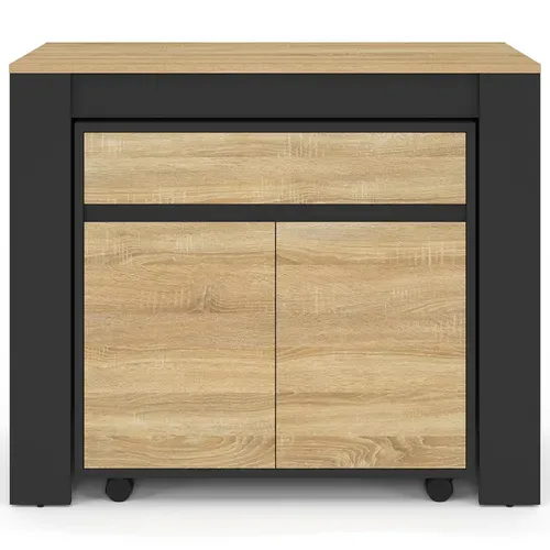 Table Buffet Extensible Orlando 10 Personnes 235 Cm Bois Noir Et Façon Hêtre