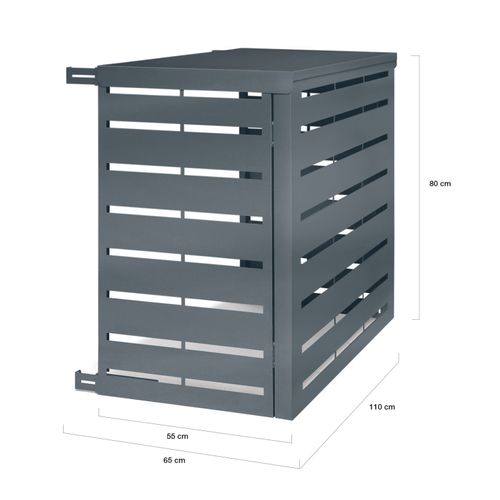 Cache Climatiseur En Métal Gris Anthracite Protection Unité Extérieur 110 X 55 X 80 Cm