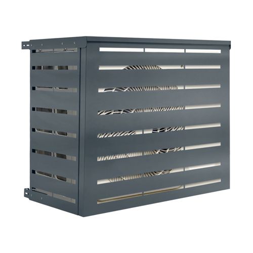 Cache Climatiseur En Métal Gris Anthracite Protection Unité Extérieur 110 X 55 X 80 Cm