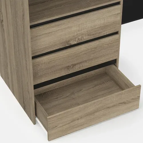 Dressing Extensible D'angle Marlon 200 X 150 X 180 Cm Hêtre Avec Penderies + Tiroirs + étagères + Ri
