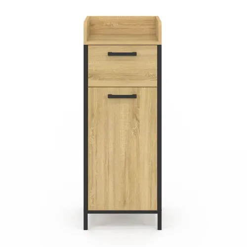 Colonne De Rangement D'appoint Salle De Bain Detroit 1 Tiroir 1 Placard Design Industriel