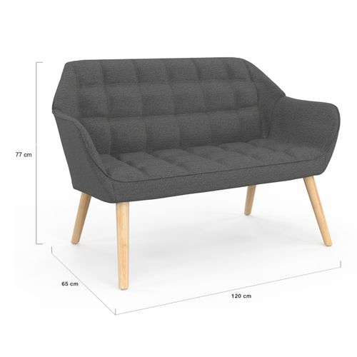 Canapé Droit Scandinave 2 Places Castille En Tissu Matelassé Gris Anthracite