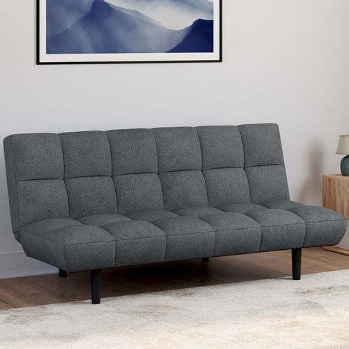 Canapé Clic Clac Salome Capitonné 3 Places Tissu Gris Anthracite