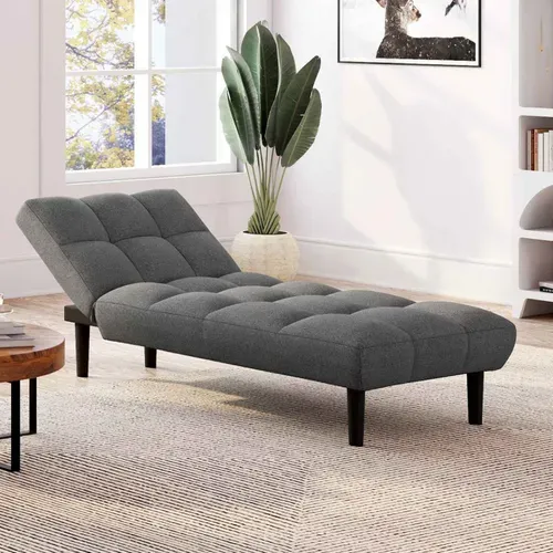 Méridienne Clic Clac Capitonnée Salome 80 X 180 Cm En Tissu Gris Anthracite