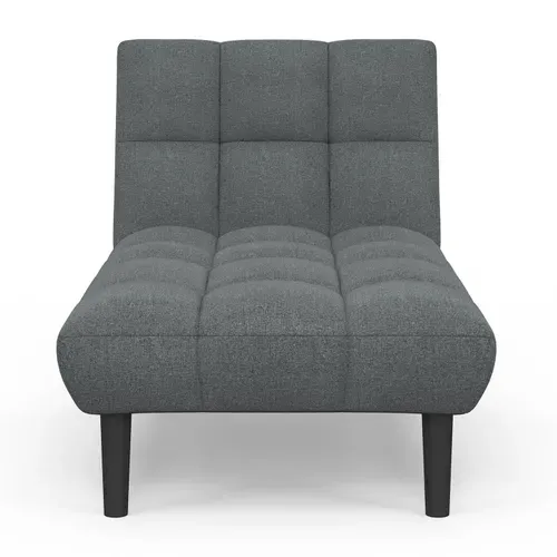 Méridienne Clic Clac Capitonnée Salome 80 X 180 Cm En Tissu Gris Anthracite