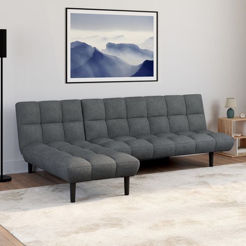 Méridienne Clic Clac Capitonnée Salome 80 X 180 Cm En Tissu Gris Anthracite