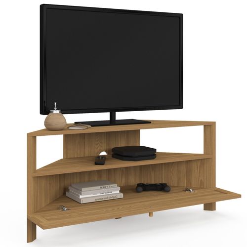 Meuble TV 100 Cm D'angle Hanae 1 Porte Effet Naturel Cannage