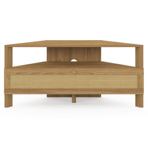 Meuble TV 100 Cm D'angle Hanae 1 Porte Effet Naturel Cannage