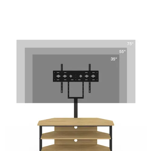 Meuble TV 100 Cm D'angle Detroit Avec étagères Et Support TV Réglable De 32 à 70 Pouces Design Indus