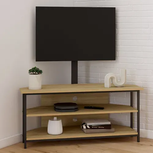 Meuble TV 100 Cm D'angle Detroit Avec étagères Et Support TV Réglable De 32 à 70 Pouces Design Indus