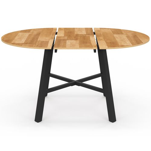 Table à Manger Extensible Ronde Madeleine 4-6 Personnes Bois Et Métal Noir 110 - 150 Cm