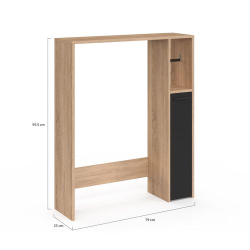 Meuble Dessus Wc Wallis Avec Placard Façon Hêtre Et Noir