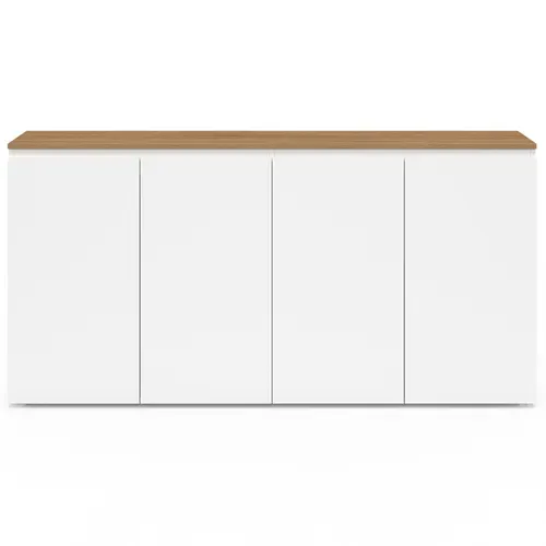 Buffet 160 Cm Toby 4 Portes Blanc Et Plateau Bois