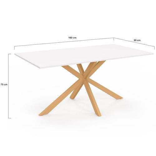 Table à Manger Rectangle Alix 8 Personnes Pied Araignée Bois Et Plateau Blanc Gisele 160 Cm