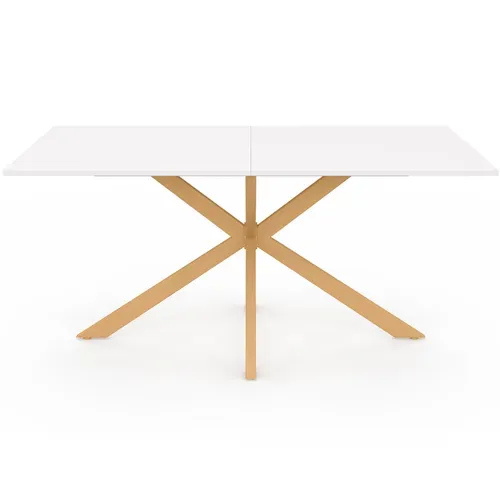 Table à Manger Rectangle Alix 8 Personnes Pied Araignée Bois Et Plateau Blanc Gisele 160 Cm