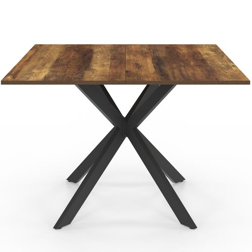 Table à Manger Carrée Alix 8 Personnes Pied Araignée Noir Et Plateau Bois Foncé Hawkins 110 Cm