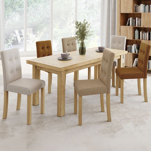 Lot De 6 Chaises Polga Capitonnées Mix Color Taupe, Beige Et Marron