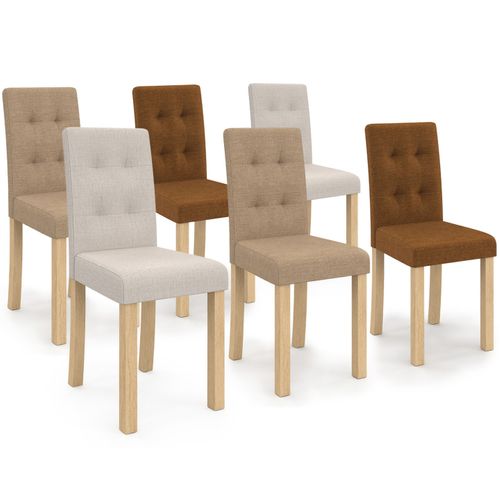 Lot De 6 Chaises Polga Capitonnées Mix Color Taupe, Beige Et Marron