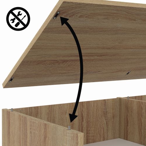 Meuble TV 140 Cm Easy Montage Sans Outils 2 Portes Coulissantes Réversibles Effet Bois Et Blanc