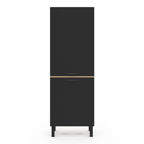 Colonne De Cuisine 60 Cm Cina 2 Portes Façon Hêtre Et Noir