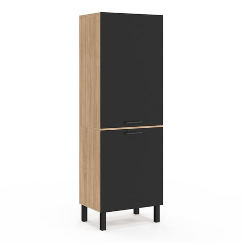 Colonne De Cuisine 60 Cm Cina 2 Portes Façon Hêtre Et Noir