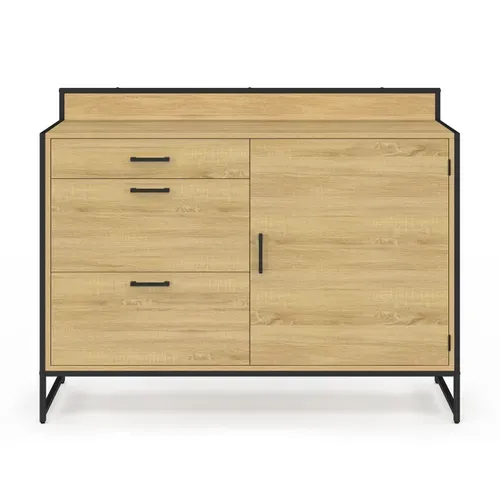 Buffet Bas Casserolier De Cuisine 120 Cm Detroit Plan De Travail H.83 Cm 1 Porte + 3 Tiroirs Design