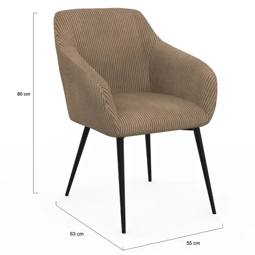 Lot De 2 Chaises De Salle à Manger, Fauteuils De Table Jany En Velours Côtelé Taupe