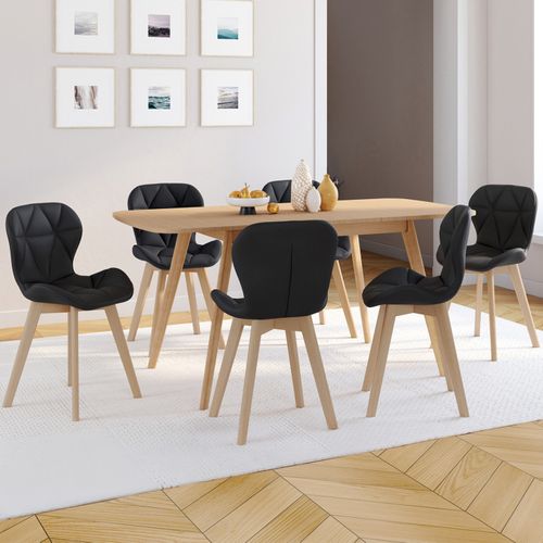 Lot De 4 Chaises ROBINE Noires En Simili Cuir (PU) - Pour Salle à Manger