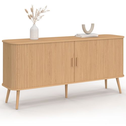 Buffet 160 Cm Romie XXL Effet Lattes 2 Portes Coulissantes