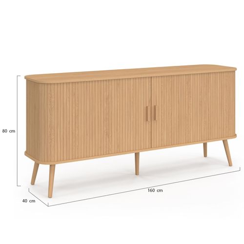 Buffet 160 Cm Romie XXL Effet Lattes 2 Portes Coulissantes