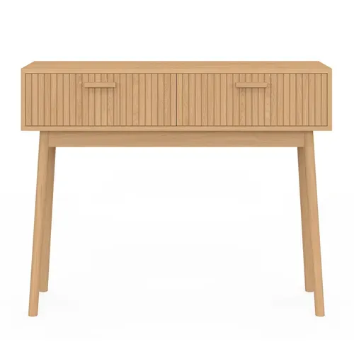 Console 2 Tiroirs Juliette Lattes Tasseau Bois Coloris Chêne